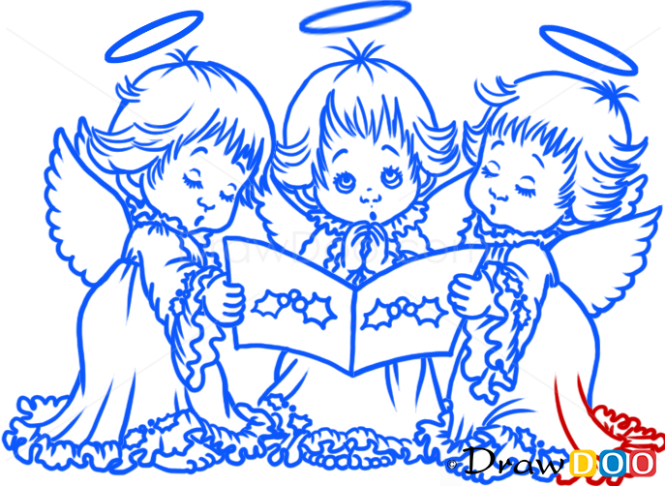 How to Draw Three Angels, Christmas Angels