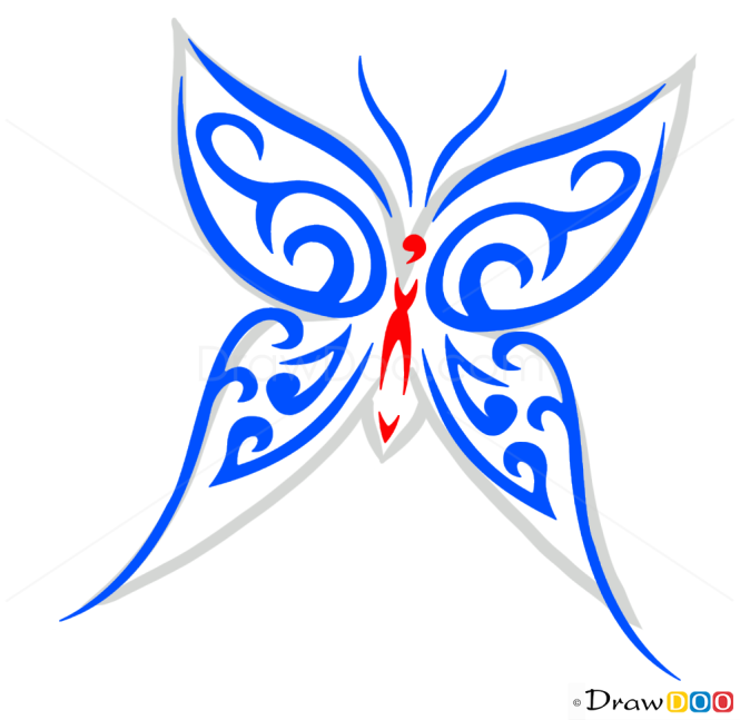 tribal butterfly drawings in color