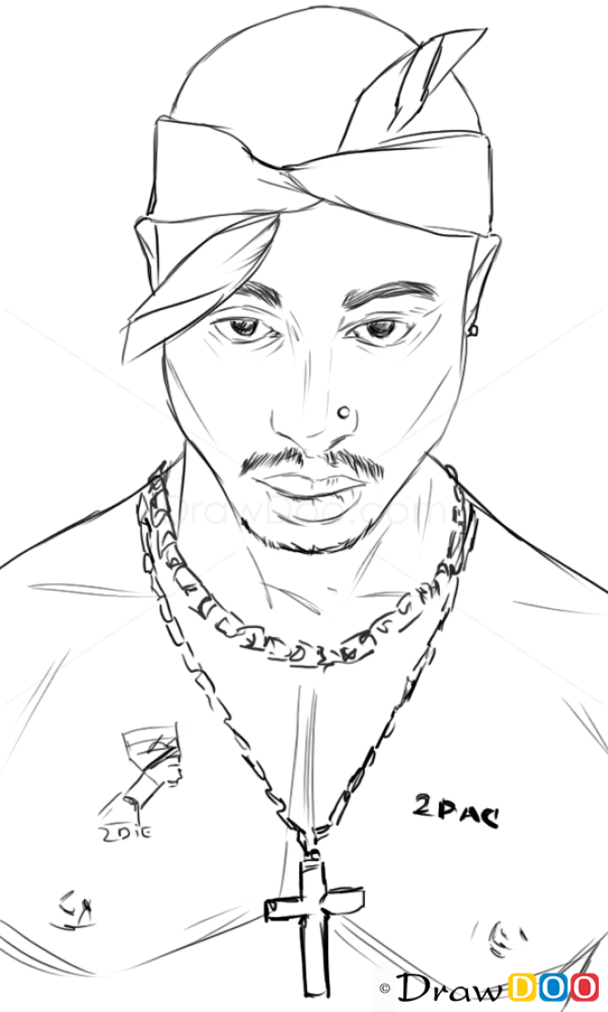 2pac drawing black and white