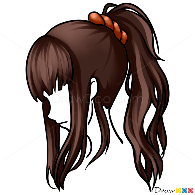 anime girl with wavy hair drawing