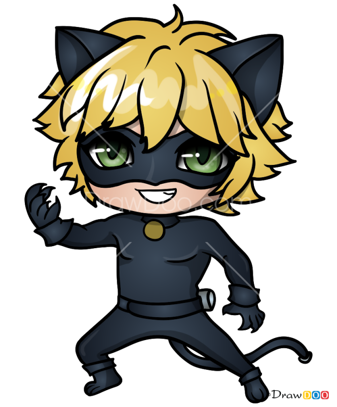 How To Draw Cat Noir Chibi, Ladybug And Cat Noir - Ladybug And Cat Noir  Easy Drawing, HD Png Download, png download, transparent png image
