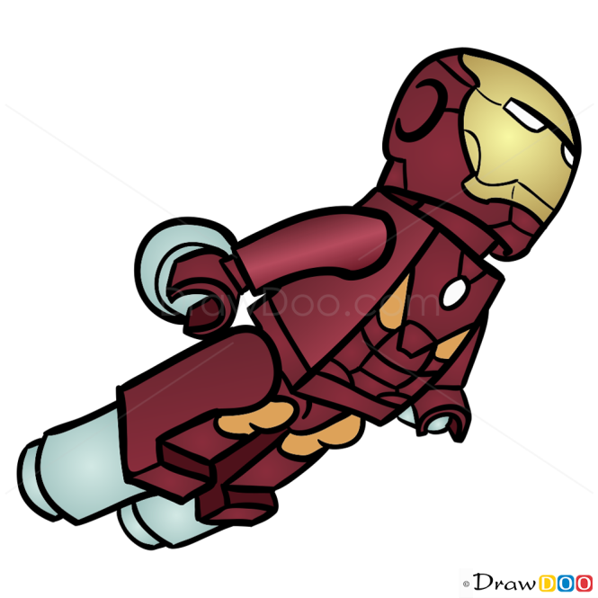 how to draw iron man flying