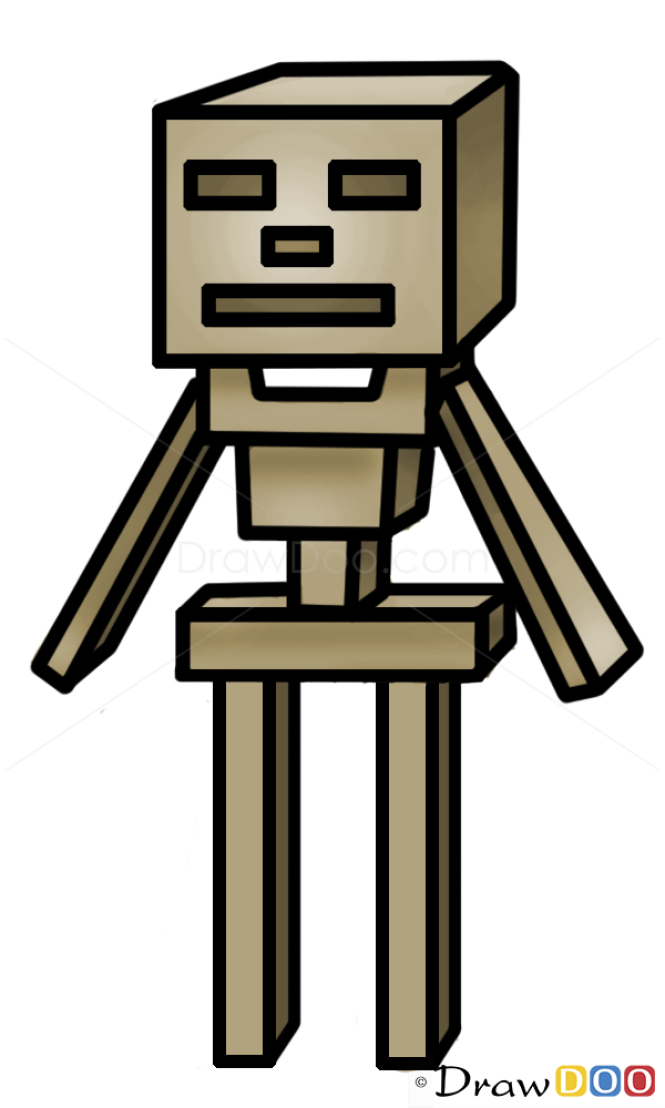 How To Draw A Skeleton From Minecraft Step By Step Pictures Images