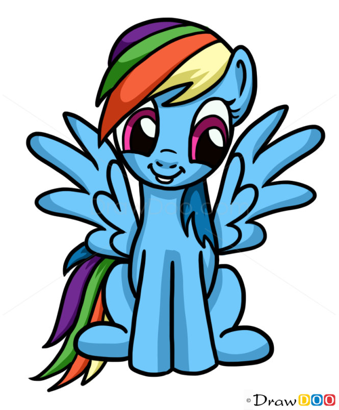 How to Draw a My Little Pony - Rainbow Dash, Easy Drawing Guides