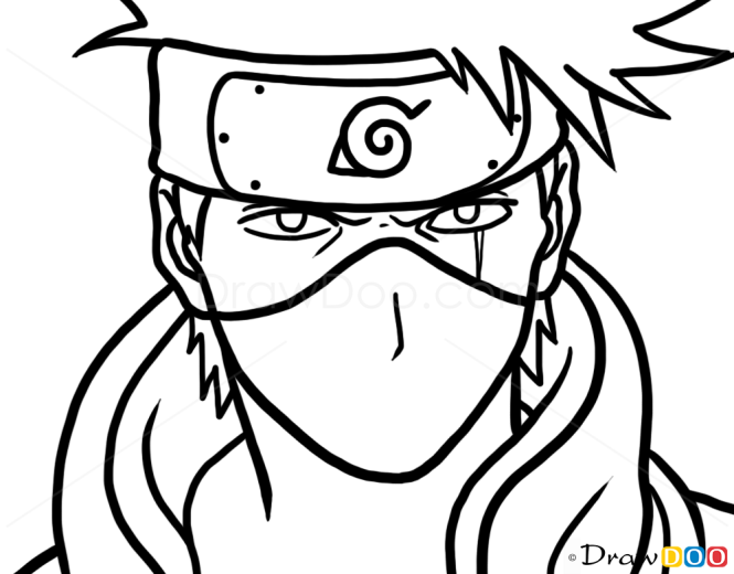 How to draw the face of Kakashi Hatake (Naruto) - Sketchok easy drawing  guides