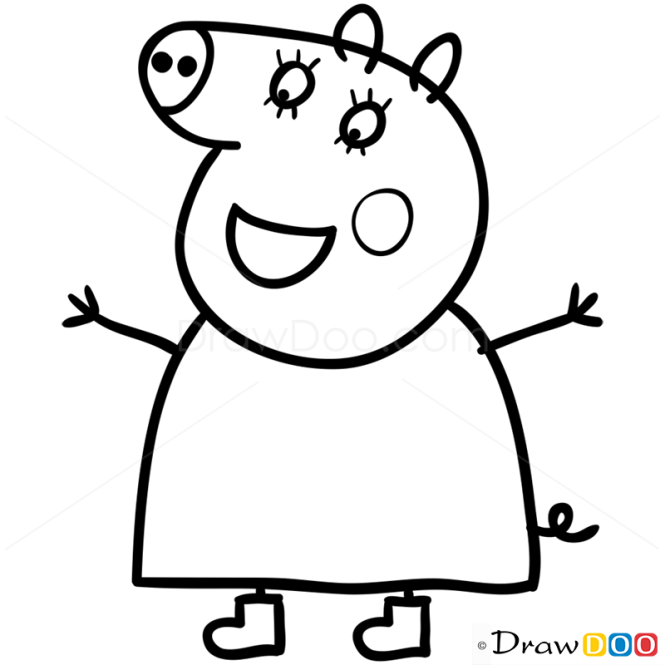 How to Draw Mummy Pig 1, Peppa Pig