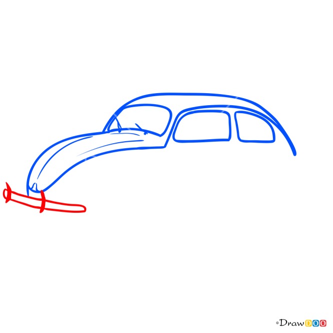 How to Draw Volkswagen Beetle 1960-1969, Retro Cars