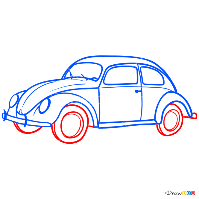 How to Draw Volkswagen Beetle 19601969, Retro Cars