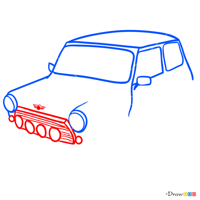 How to Draw Mini-Cooper Classic, Retro Cars