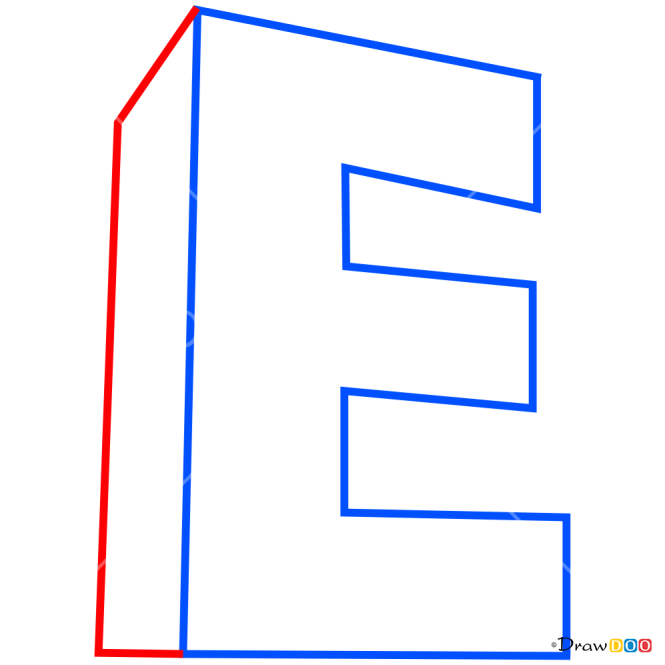 How to Draw E, 3D Letters