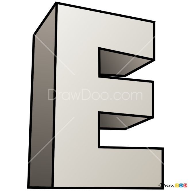 How to Draw E, 3D Letters