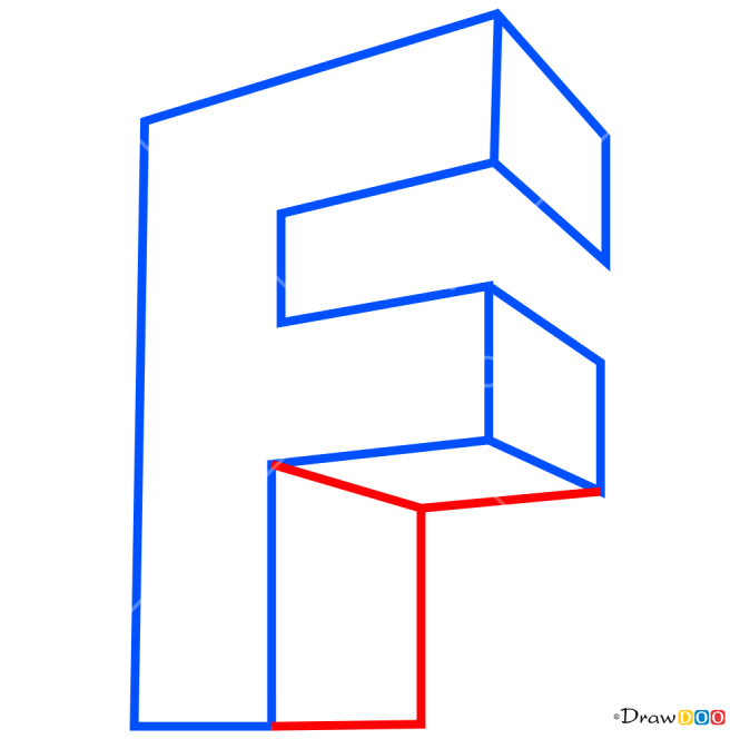 How to Draw F, 3D Letters