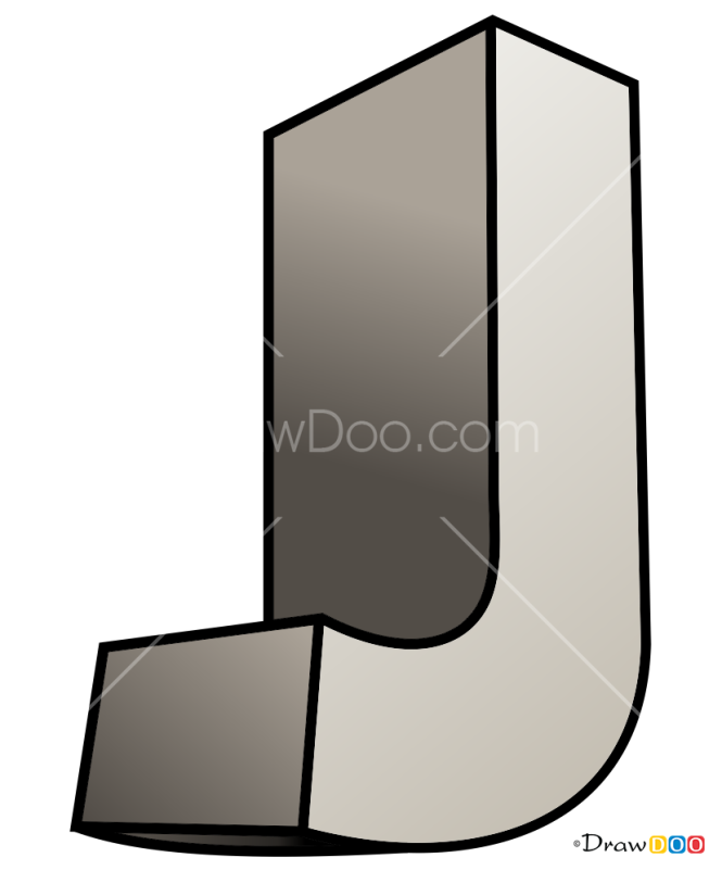 How to Draw J, 3D Letters