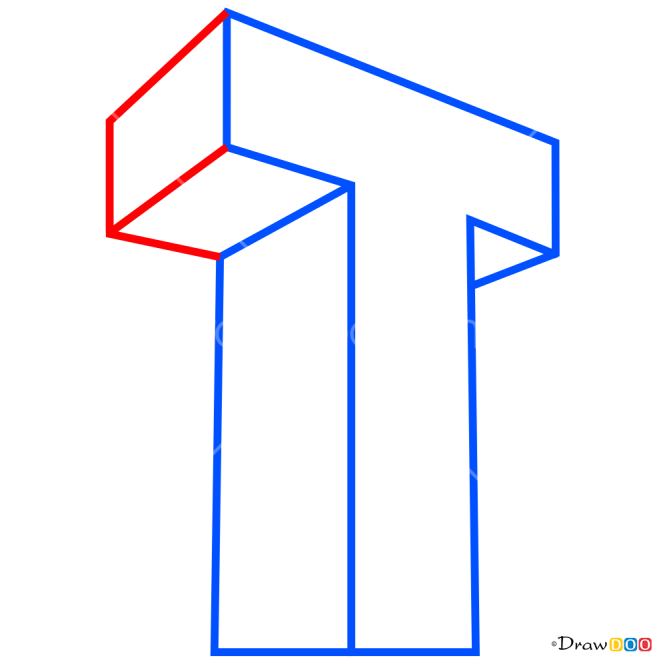 How to Draw T, 3D Letters