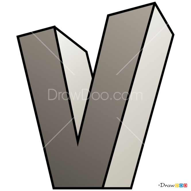 How to Draw V, 3D Letters