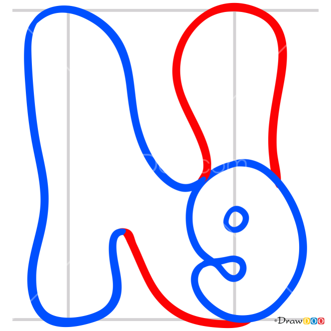 How to Draw N, Alphabet for Kids