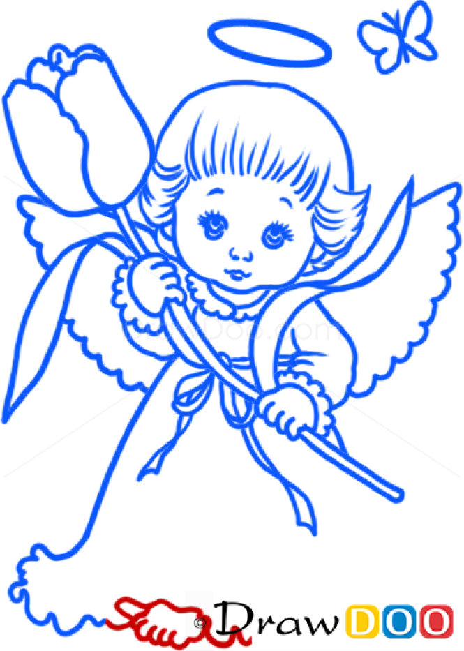 How to Draw Angel with Rose, Christmas Angels