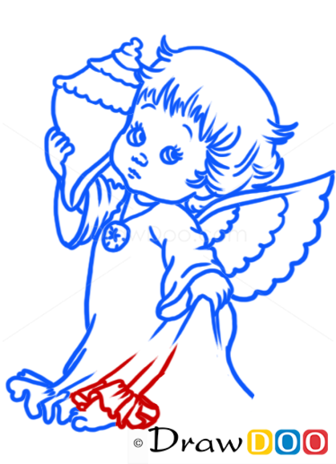How to Draw Angel with Seashell, Christmas Angels