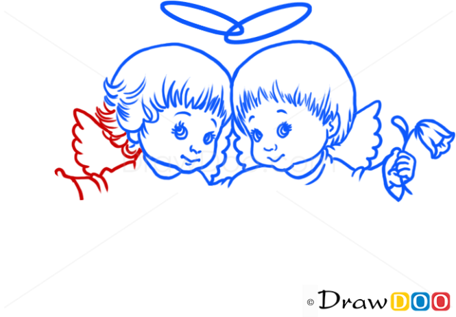 How to Draw Angel Friendship, Christmas Angels