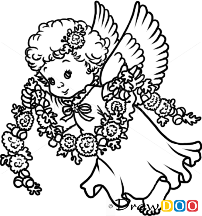 How to Draw Flying Angel, Christmas Angels