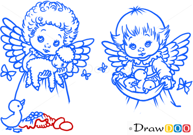 How to Draw Angels with Animals, Christmas Angels