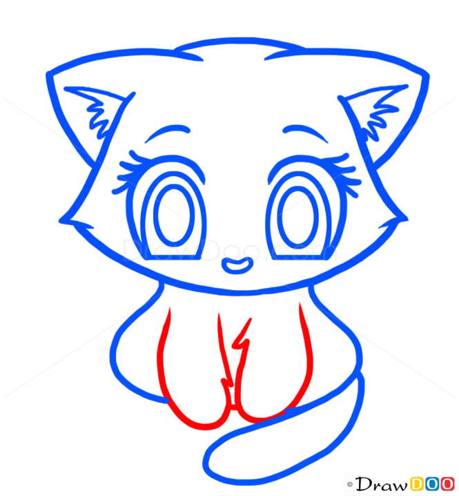 How to Draw Cute Kitten, Cute Anime Animals