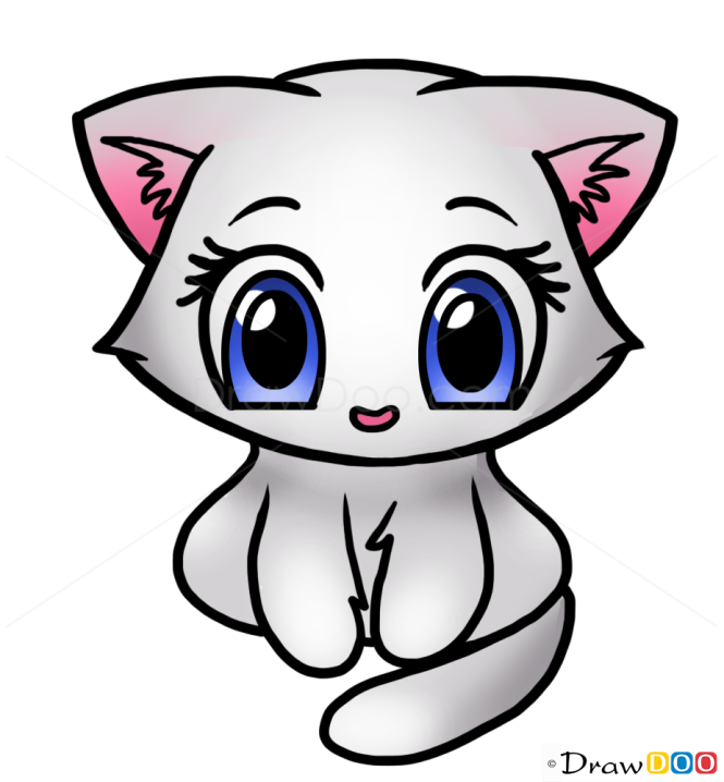 How to Draw Cute Kitten, Cute Anime Animals