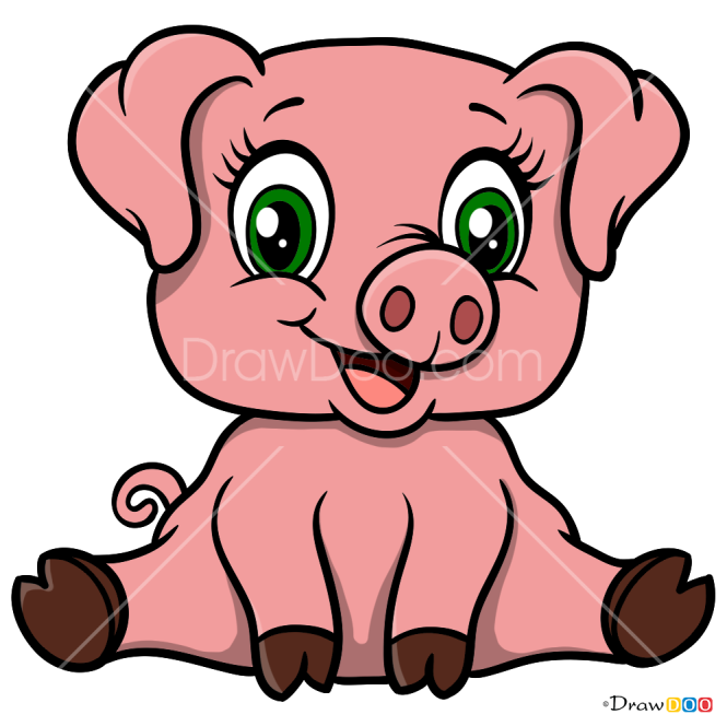 How to Draw Piggy, Baby Animals