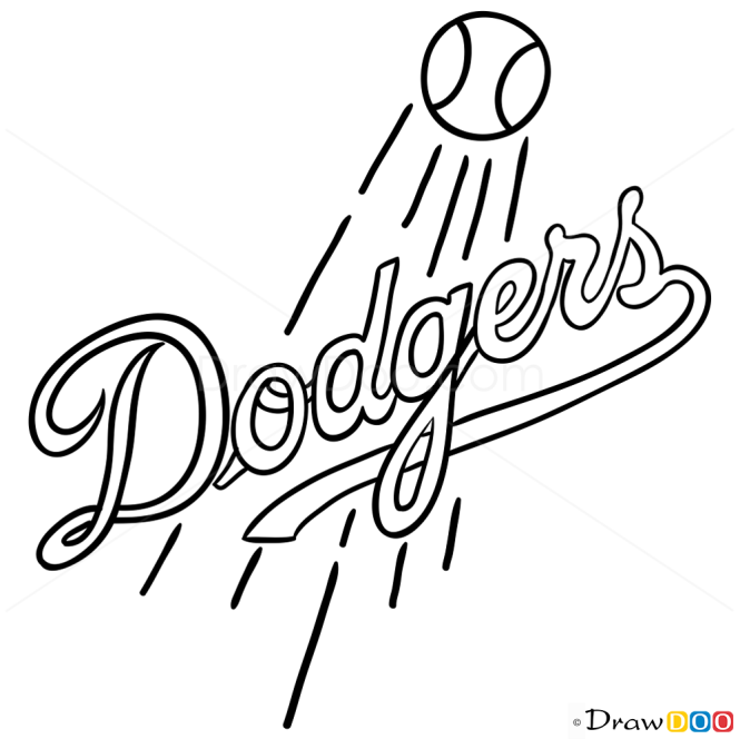 How to Draw Los Angeles Dodgers, Baseball Logos