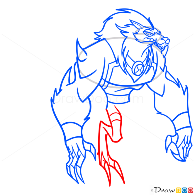 How to Draw Blitzwolfer, Ben 10