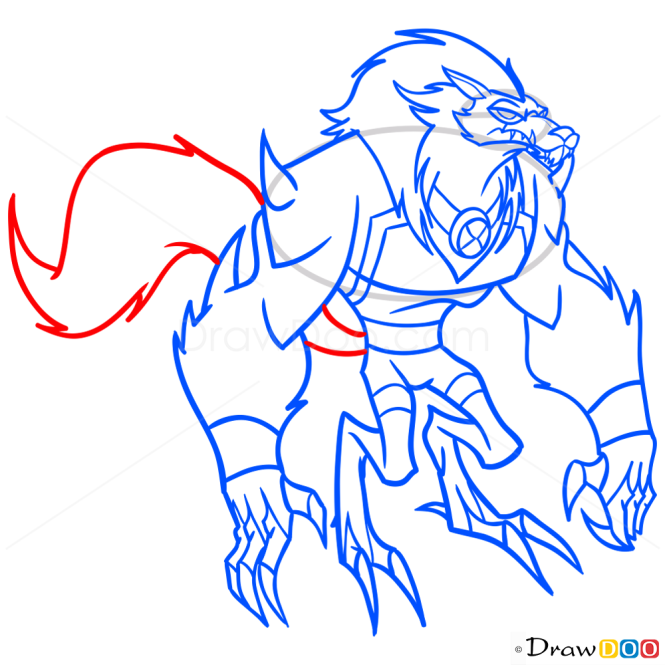 How to Draw Blitzwolfer, Ben 10