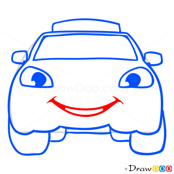 How to Draw Turquoise Car, Cartoon Cars