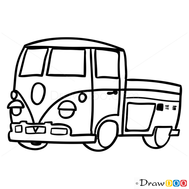 How to Draw Orange Truck, Cartoon Cars