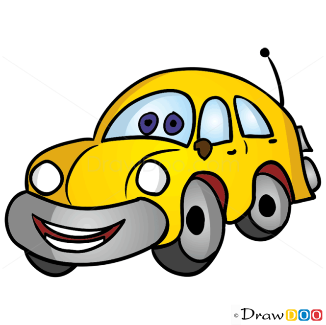 How to Draw Yellow Car, Cartoon Cars