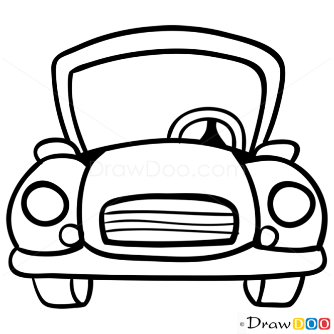 How to Draw Blue Car, Cartoon Cars