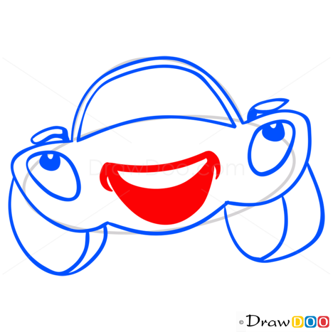 How to Draw Laughing Car, Cartoon Cars