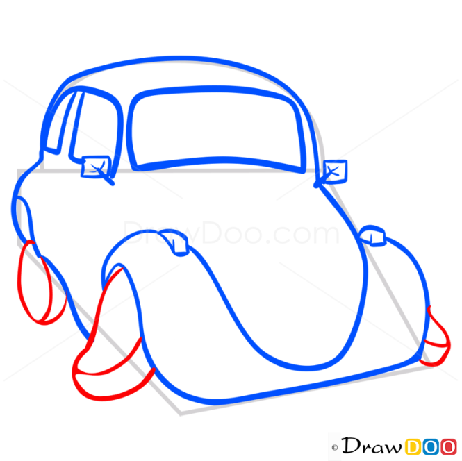 How to Draw Confused Red Car, Cartoon Cars