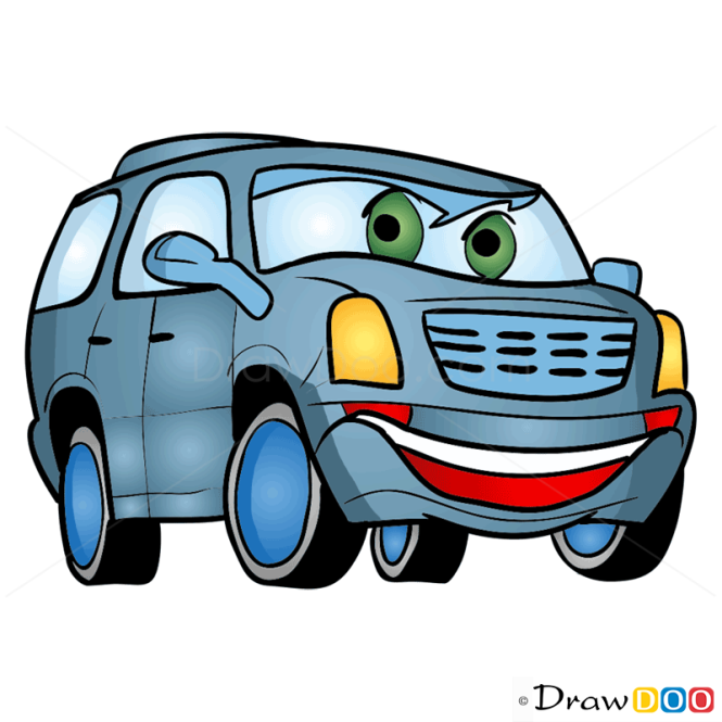 How to Draw Angry Jeep, Cartoon Cars