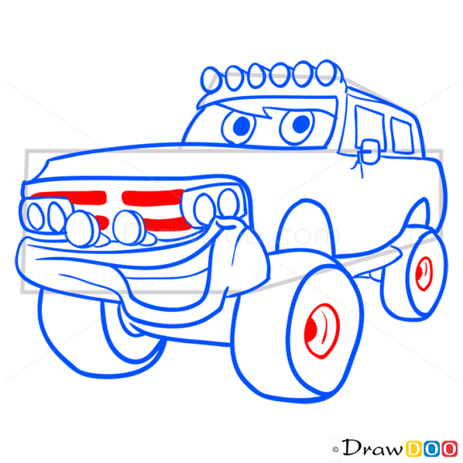 How to Draw Blue Jeep, Cartoon Cars