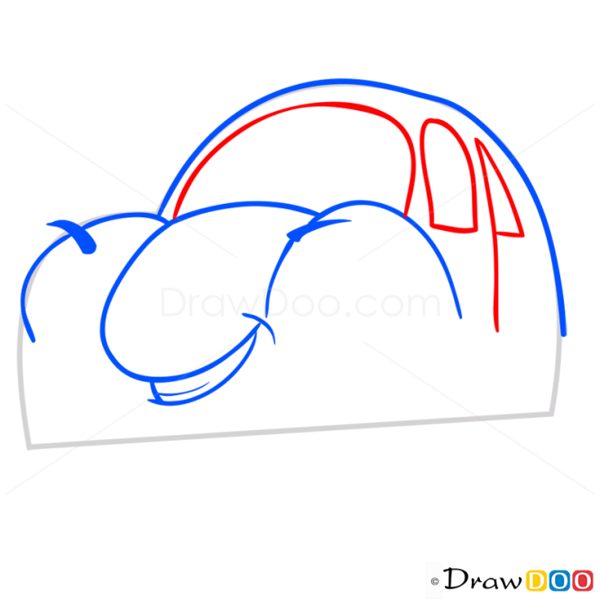 How to Draw Proud Blue Car, Cartoon Cars