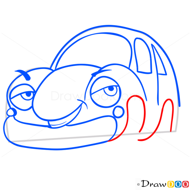 How to Draw Proud Blue Car, Cartoon Cars