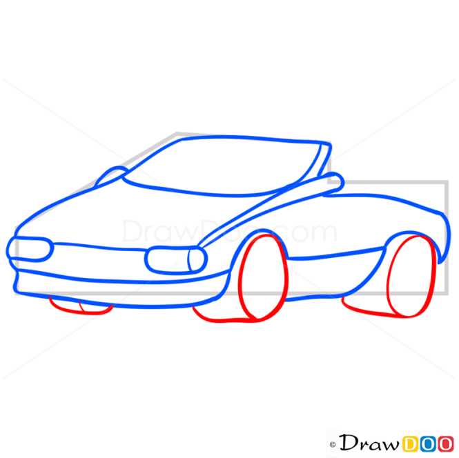 How to Draw Red Cabriolet, Cartoon Cars