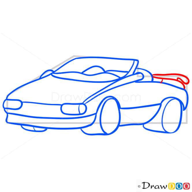 How to Draw Red Cabriolet, Cartoon Cars
