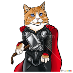 How to Draw Thor Cat, Cats Superheroes