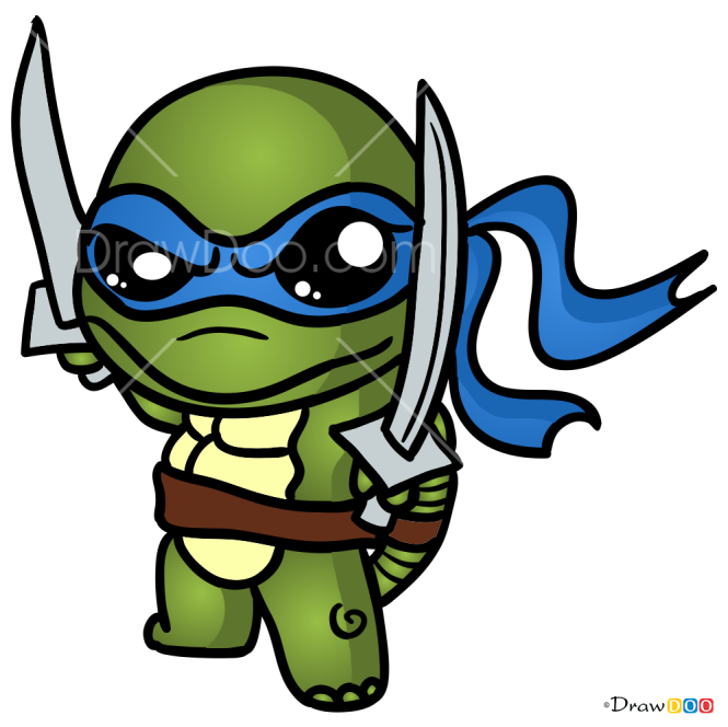 How to Draw Turtle Warrior 1, Chibi