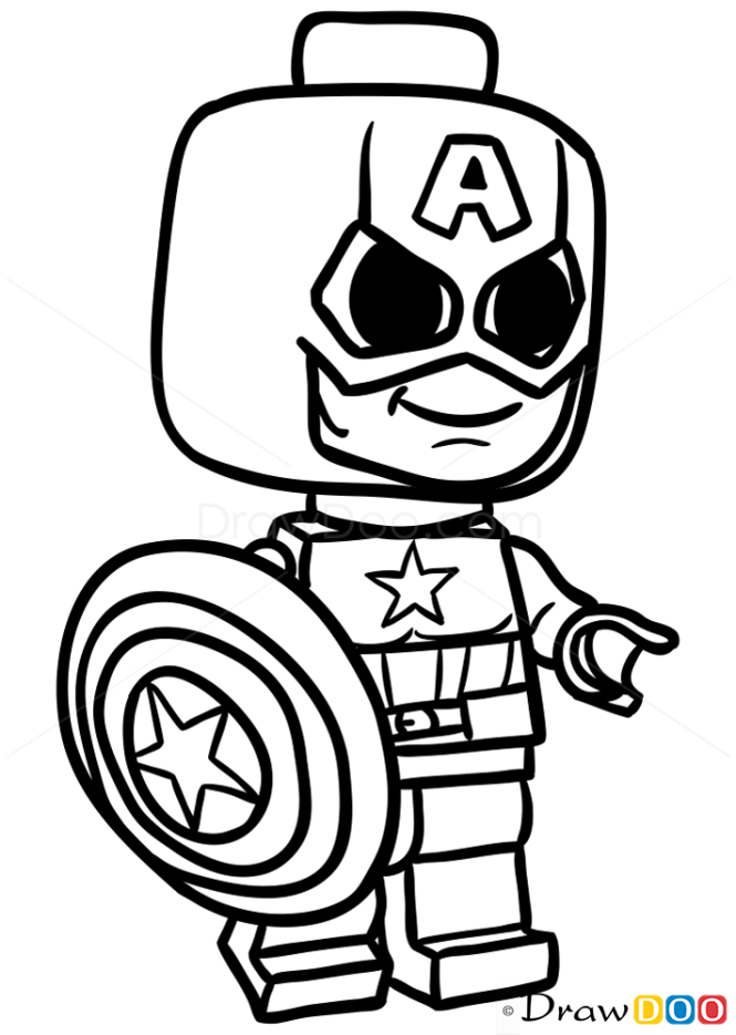 How to Draw Lego Captain America, Chibi