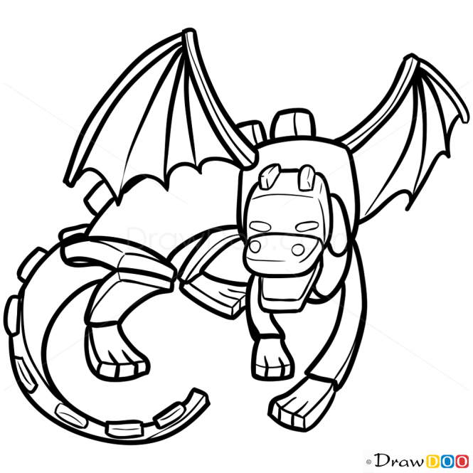 How to Draw Ender Dragon, Chibi Minecraft