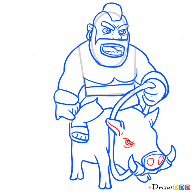 How to Draw Hog Rider, Clash of Clans
