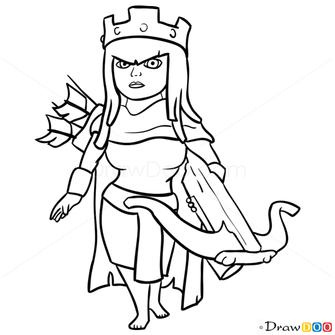How to Draw Archer Queen, Clash of Clans