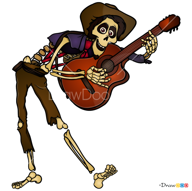 How to Draw Hector and Guitar, Coco
